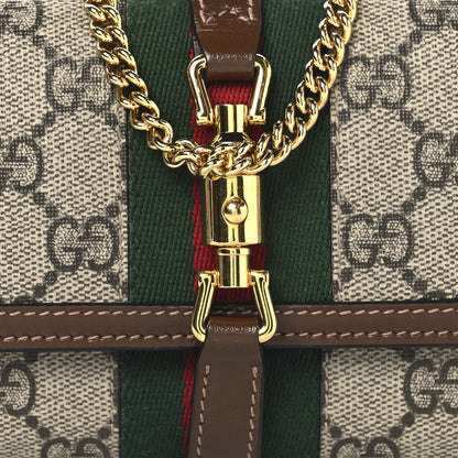Gucci GG Supreme Monogram Azalea Calfskin Web Jackie 1961 Chain Wallet Beige Ebony Brown Sugar 8 of 11
