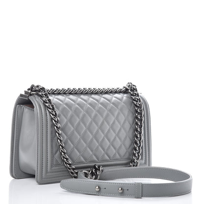 Chanel Lambskin Quilted Medium Boy Flap Grey 3 of 9
