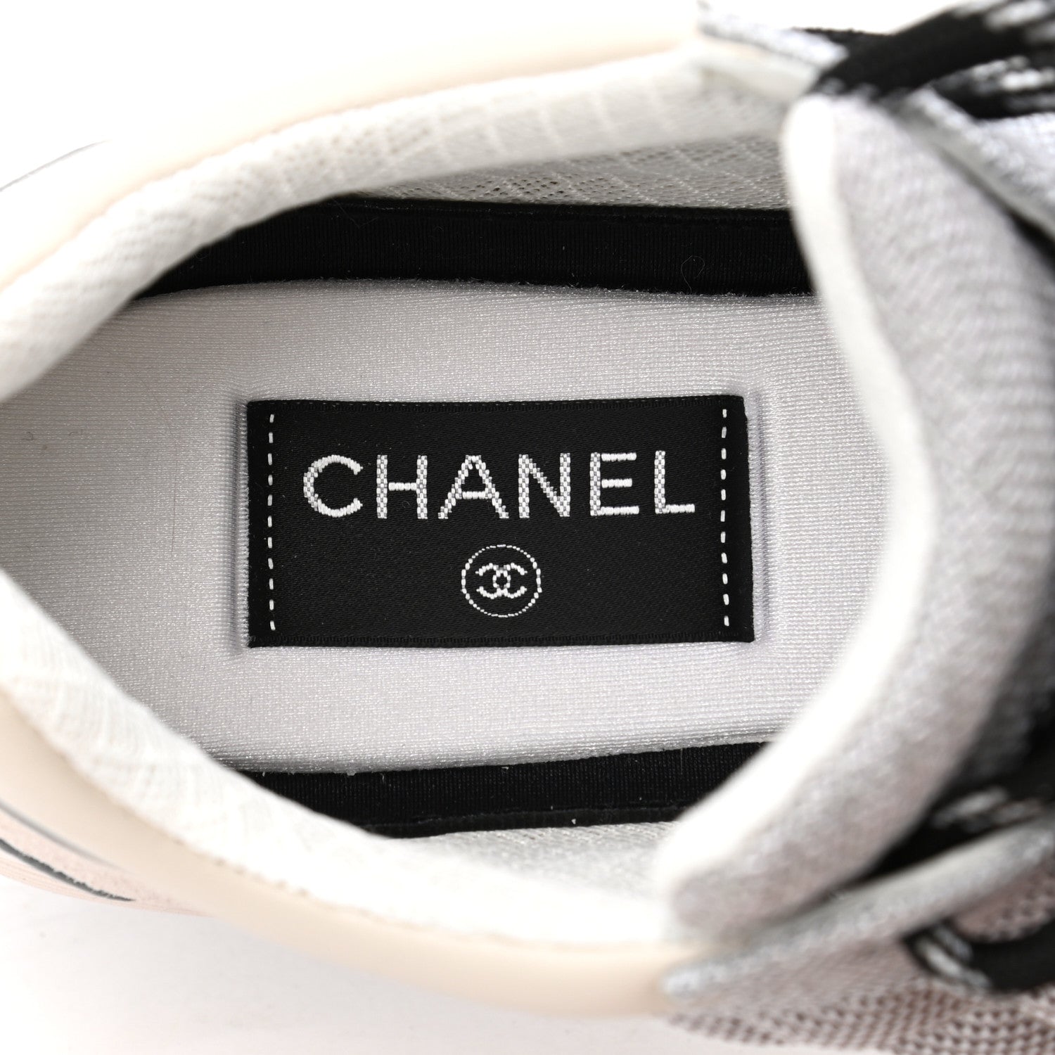Chanel Nylon Calfskin Suede Womens CC Sneakers 39 Grey White Pink 7 of 7