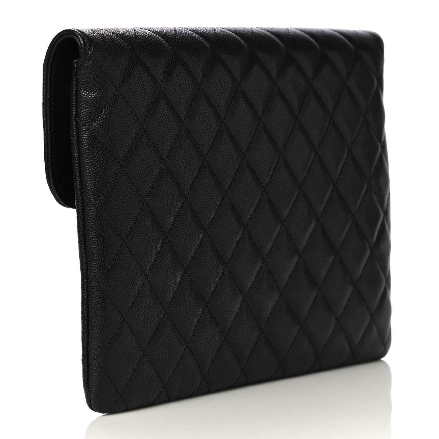Caviar Quilted Medium Golden Class Pouch Black