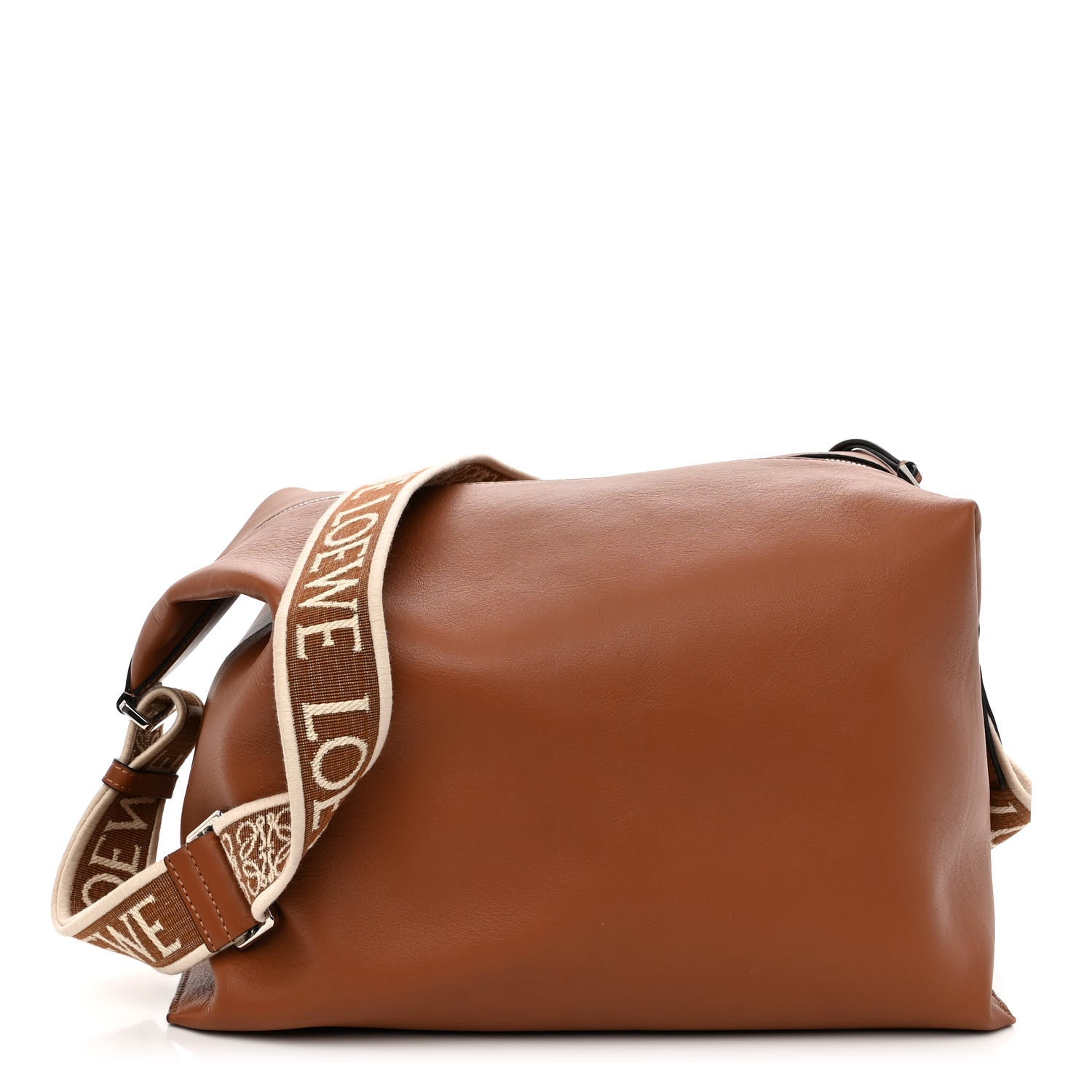 Loewe Supple Smooth Calfskin Jacquard Cubi Crossbody Bag Tan 1 of 9