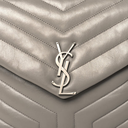 Saint Laurent Calfskin Y Quilted Monogram Medium Loulou Chain Satchel Oyster Grey 8 of 11