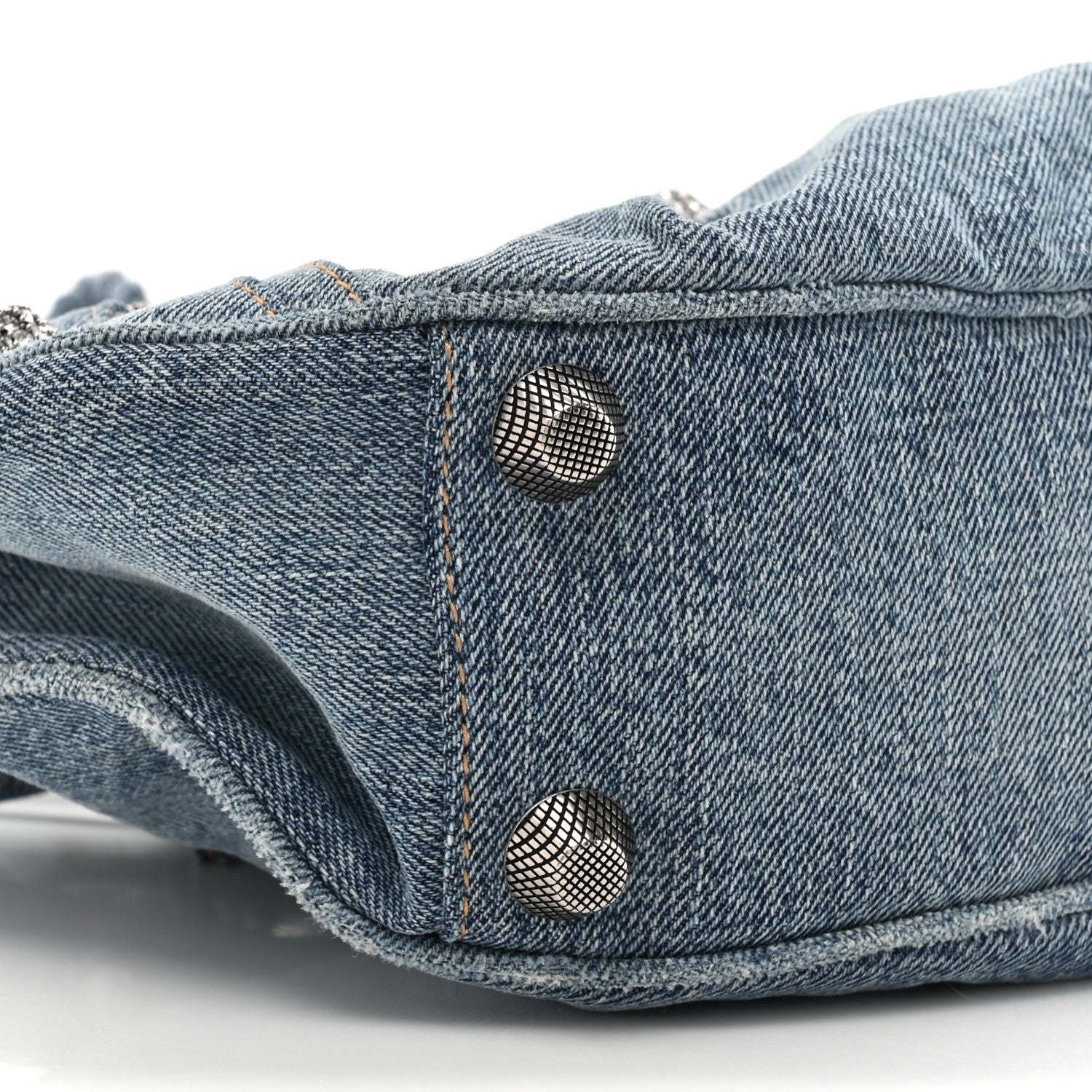 Balenciaga Washed Frayed Denim Crystal Small Le Cagole Shoulder Bag Blue 11 of 11