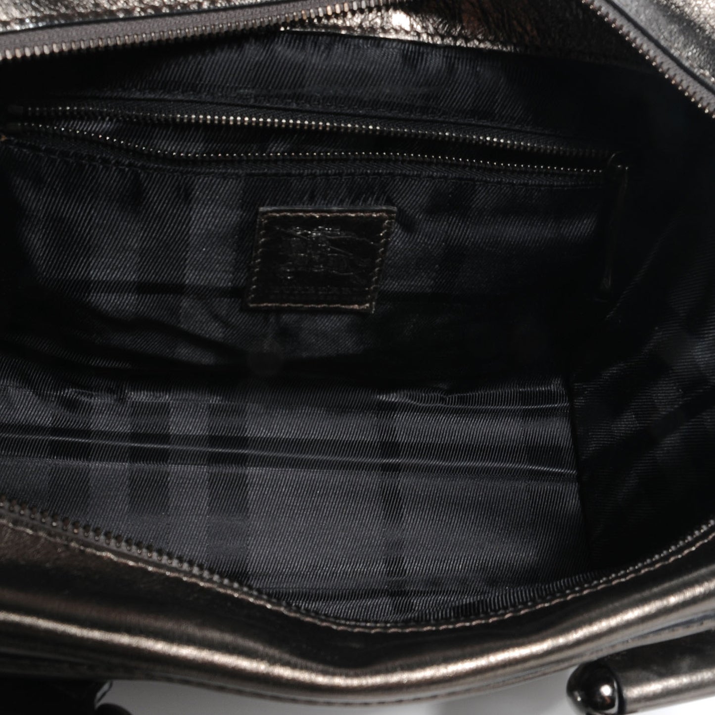 Metallic Calfskin Quilted Mini Manor Bag Pewter