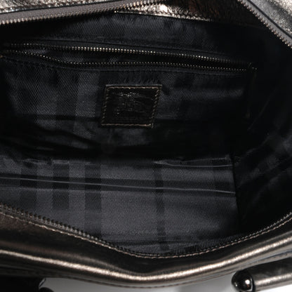 Burberry Metallic Calfskin Quilted Mini Manor Bag Pewter 5 of 9