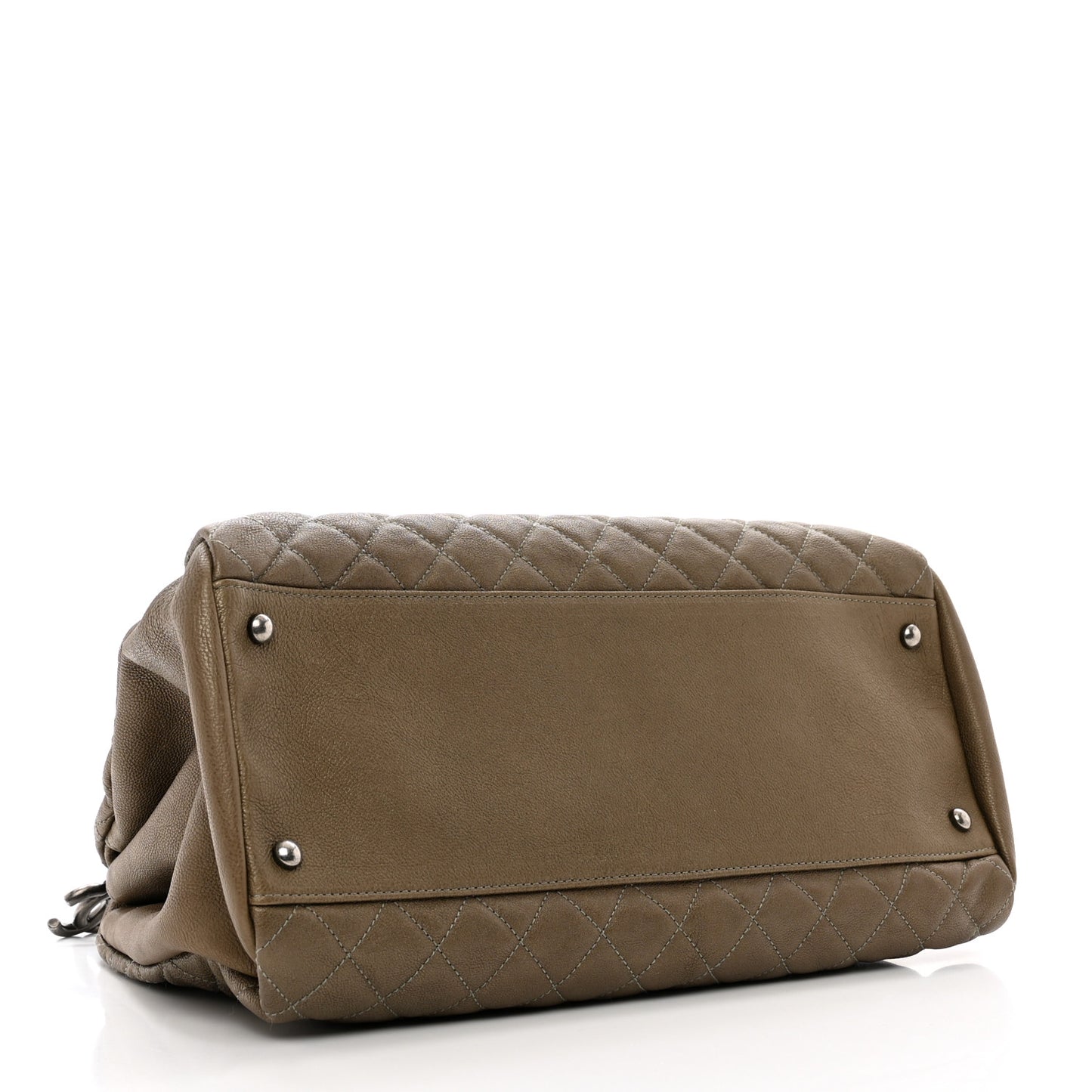 Metallic Calfskin Large Just Mademoiselle Bowling Bag Beige