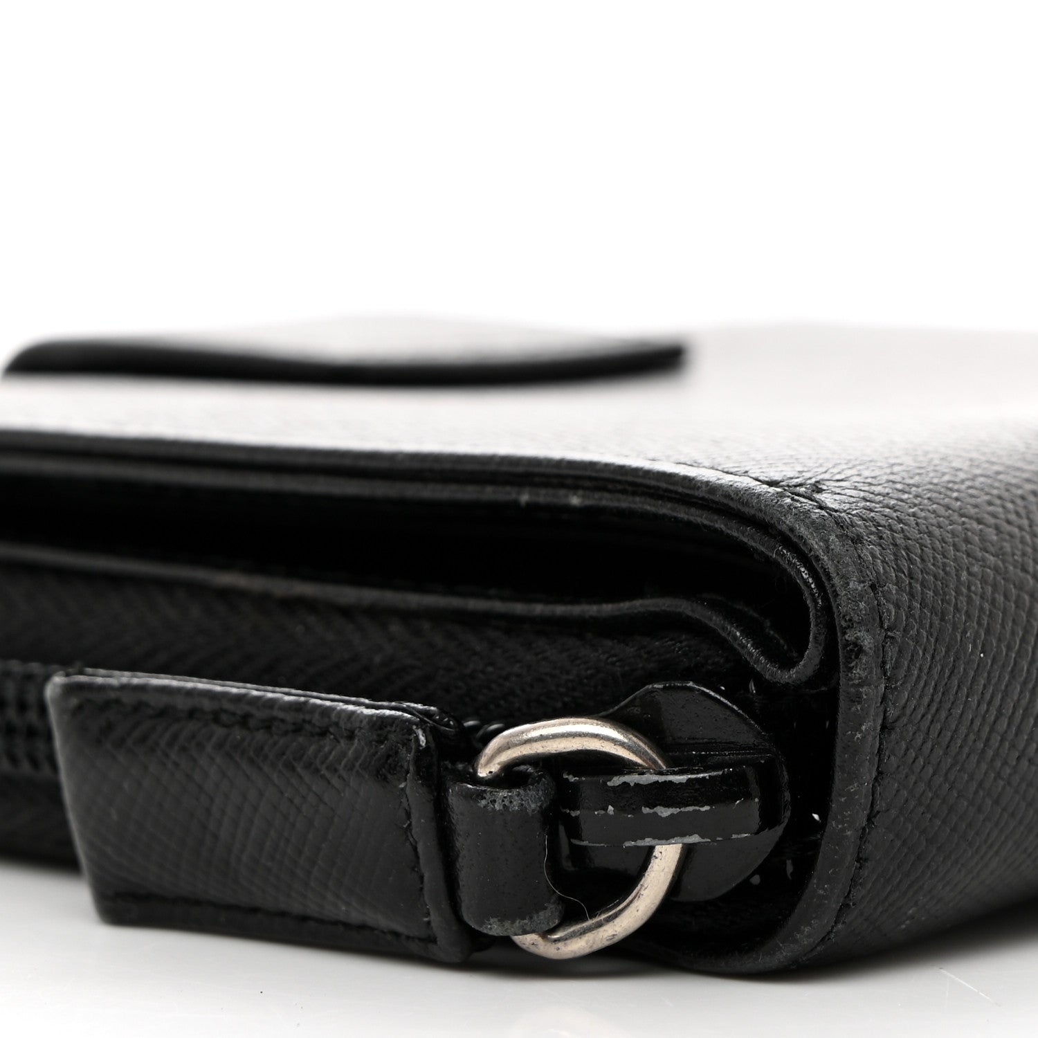 Prada Saffiano Metal Compact Wallet Black 10 of 12