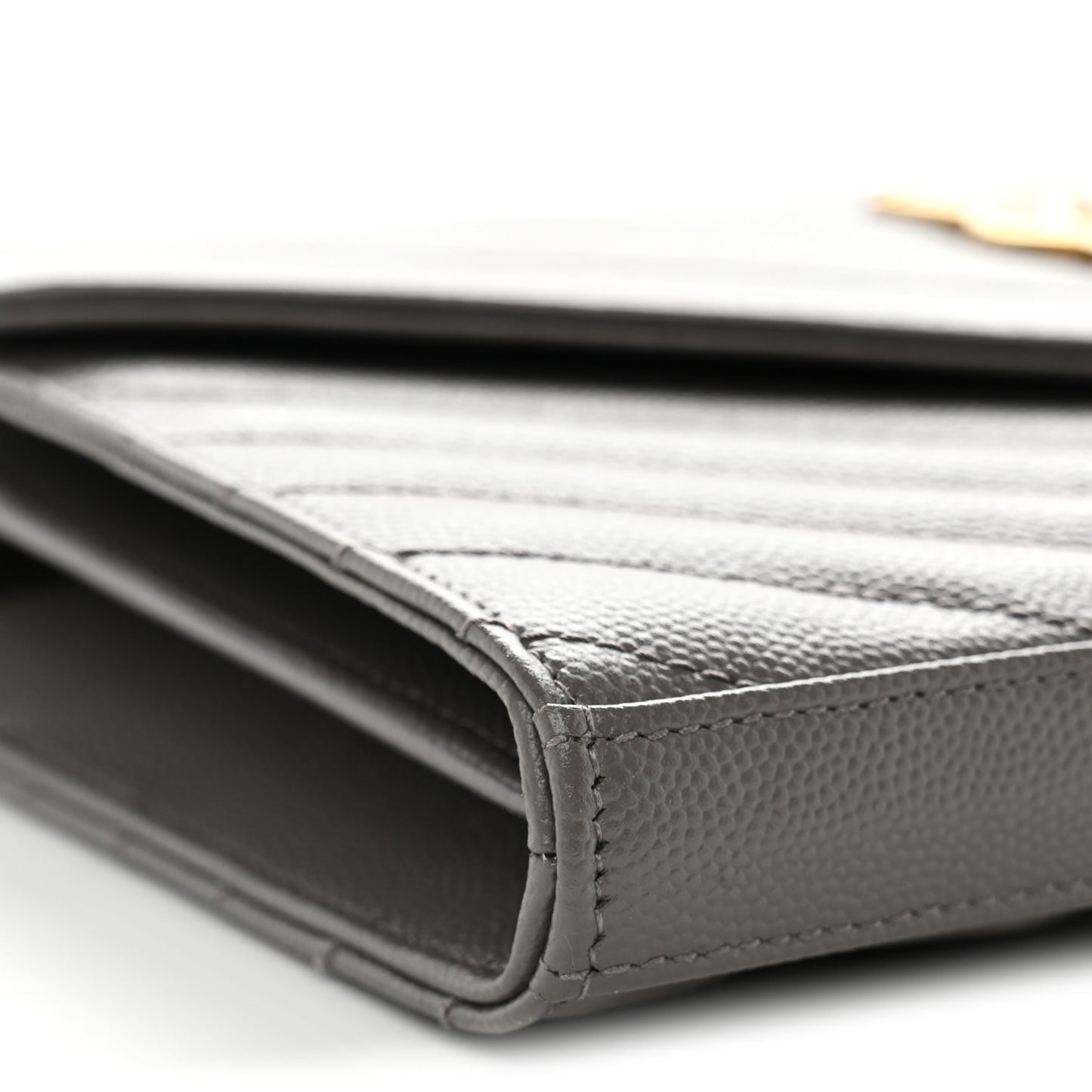 Grain De Poudre Matelasse Chevron Monogram Chain Wallet Fog