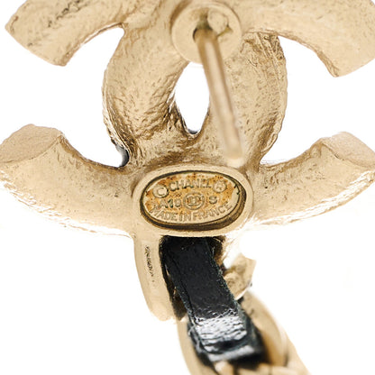 Chanel Lambskin Chain Crystal Pearl CC Drop Earrings Gold 4 of 5