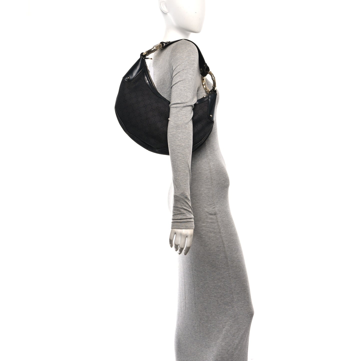 Monogram Half Moon Bamboo Ring Hobo Black