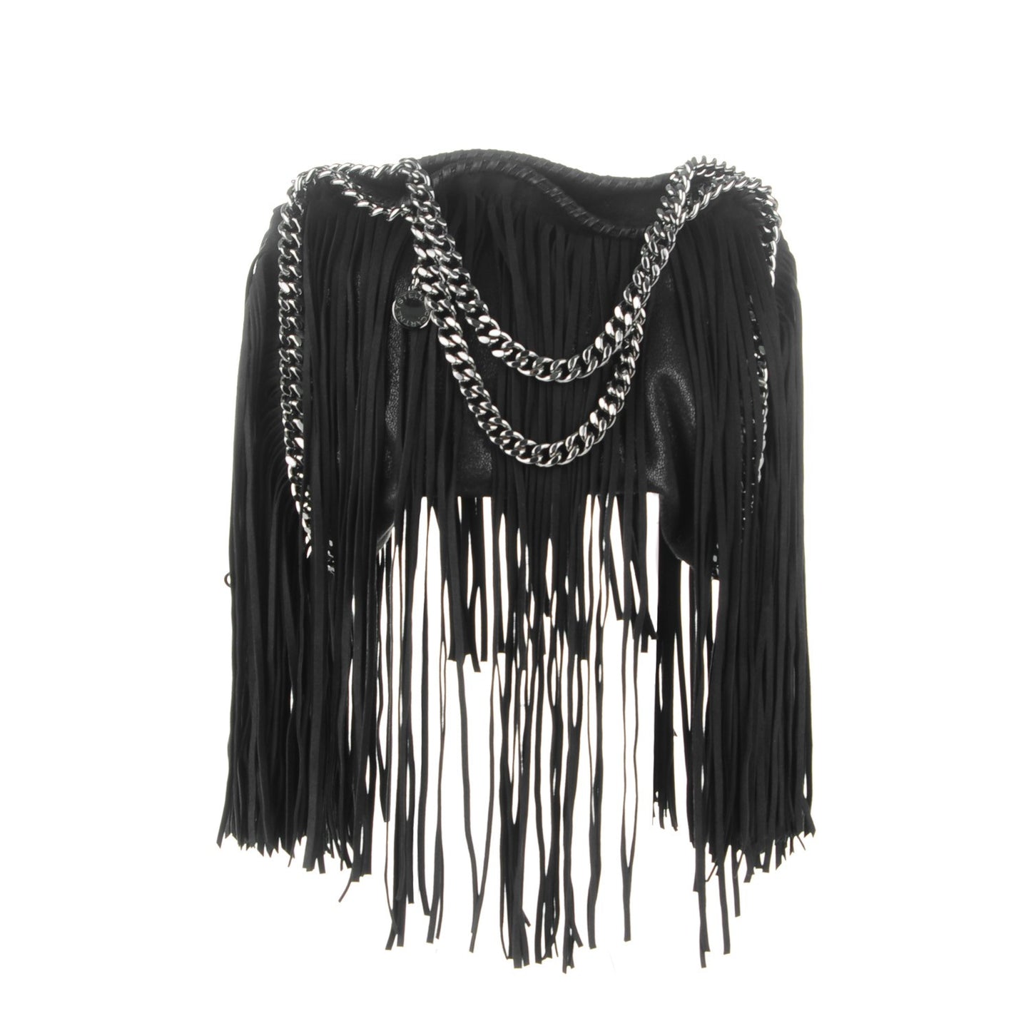 Shaggy Deer Fringe Mini Falabella Tote Black