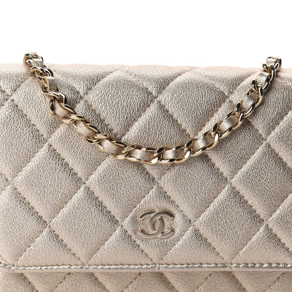 Chanel Metallic Lambskin Quilted Mini Wallet On Chain WOC Gold 9 of 10