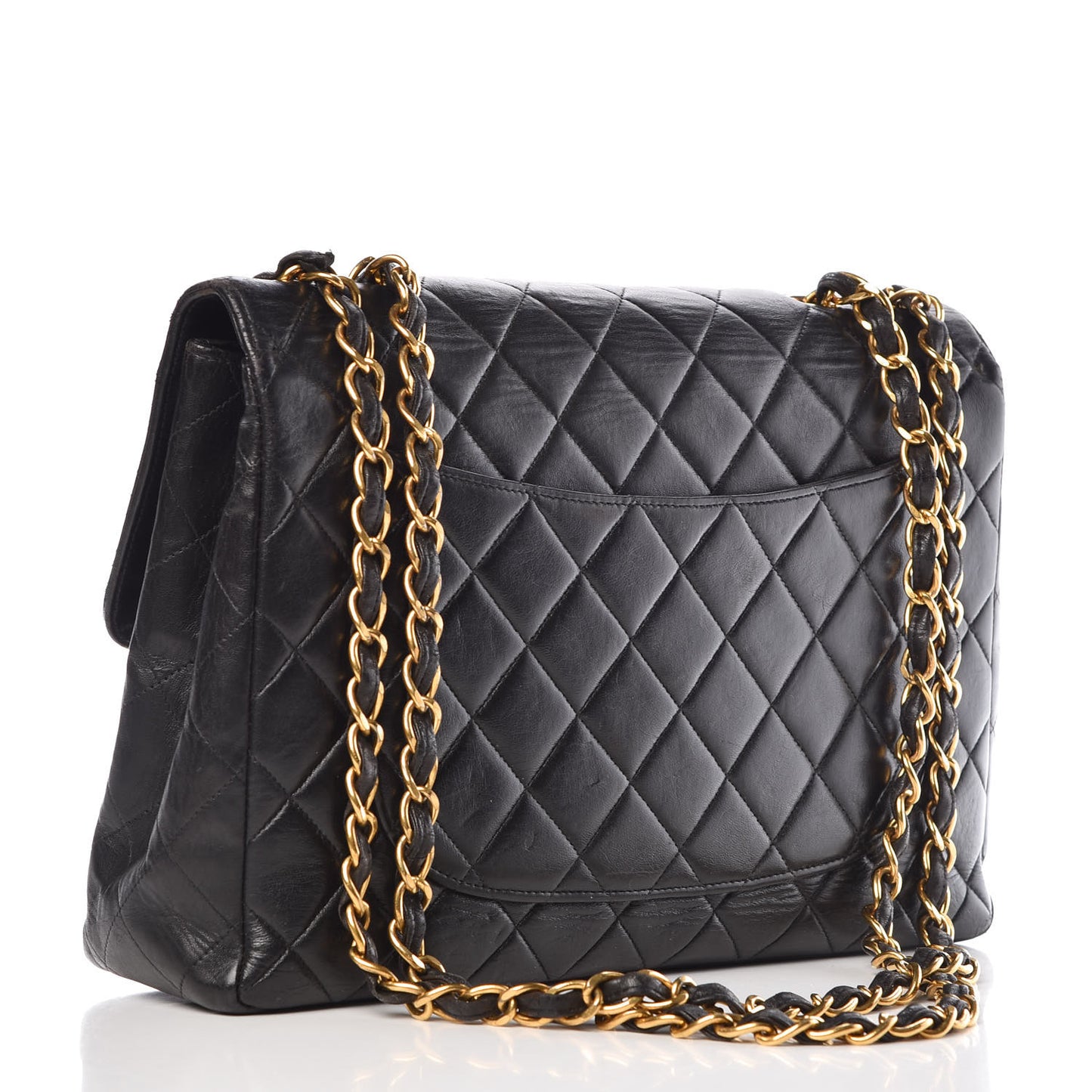 Lambskin Quilted Jumbo Single Flap Black