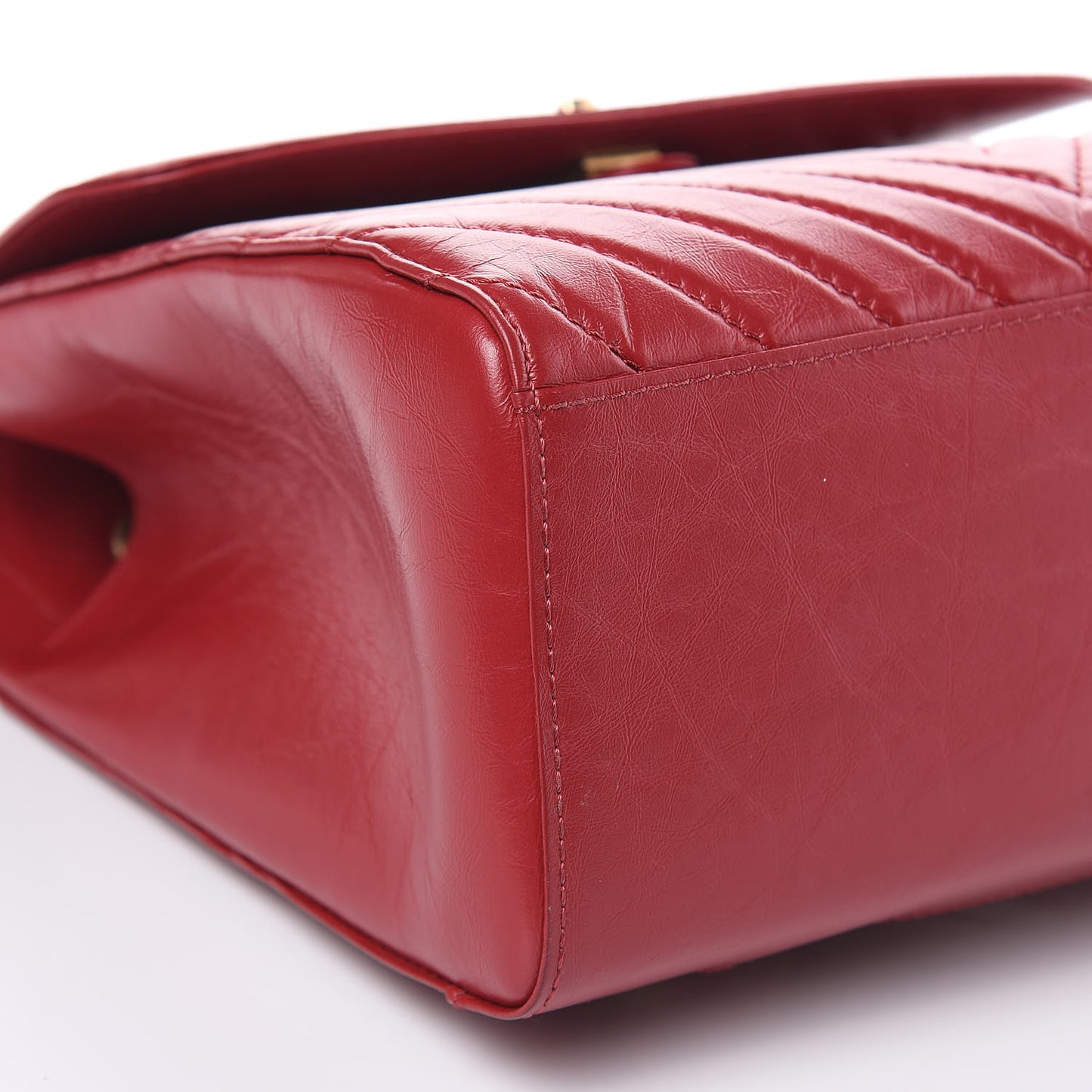 Aged Calfskin Chevron Quilted Backpack Red