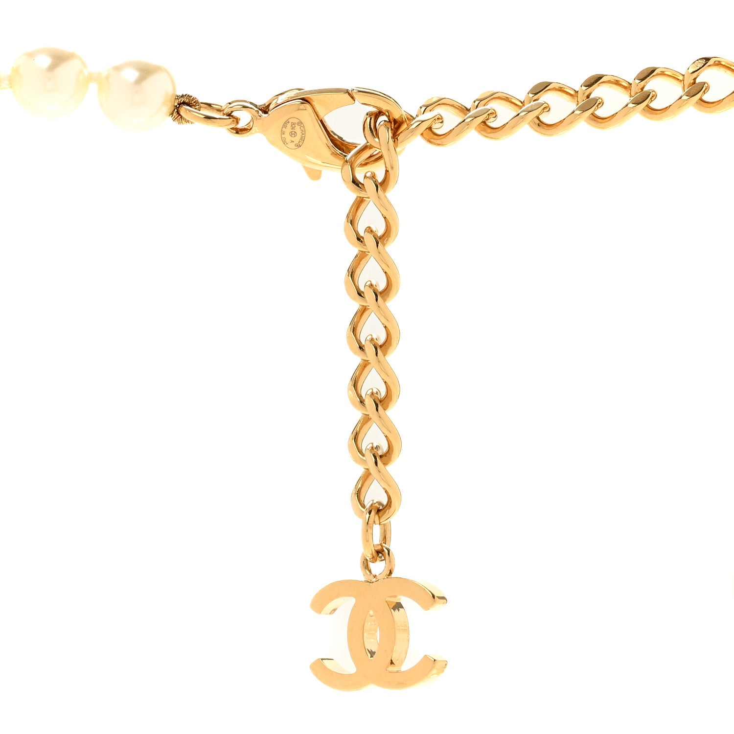Chanel Pearl Crystal CC Logo Choker Gold White 5 of 5
