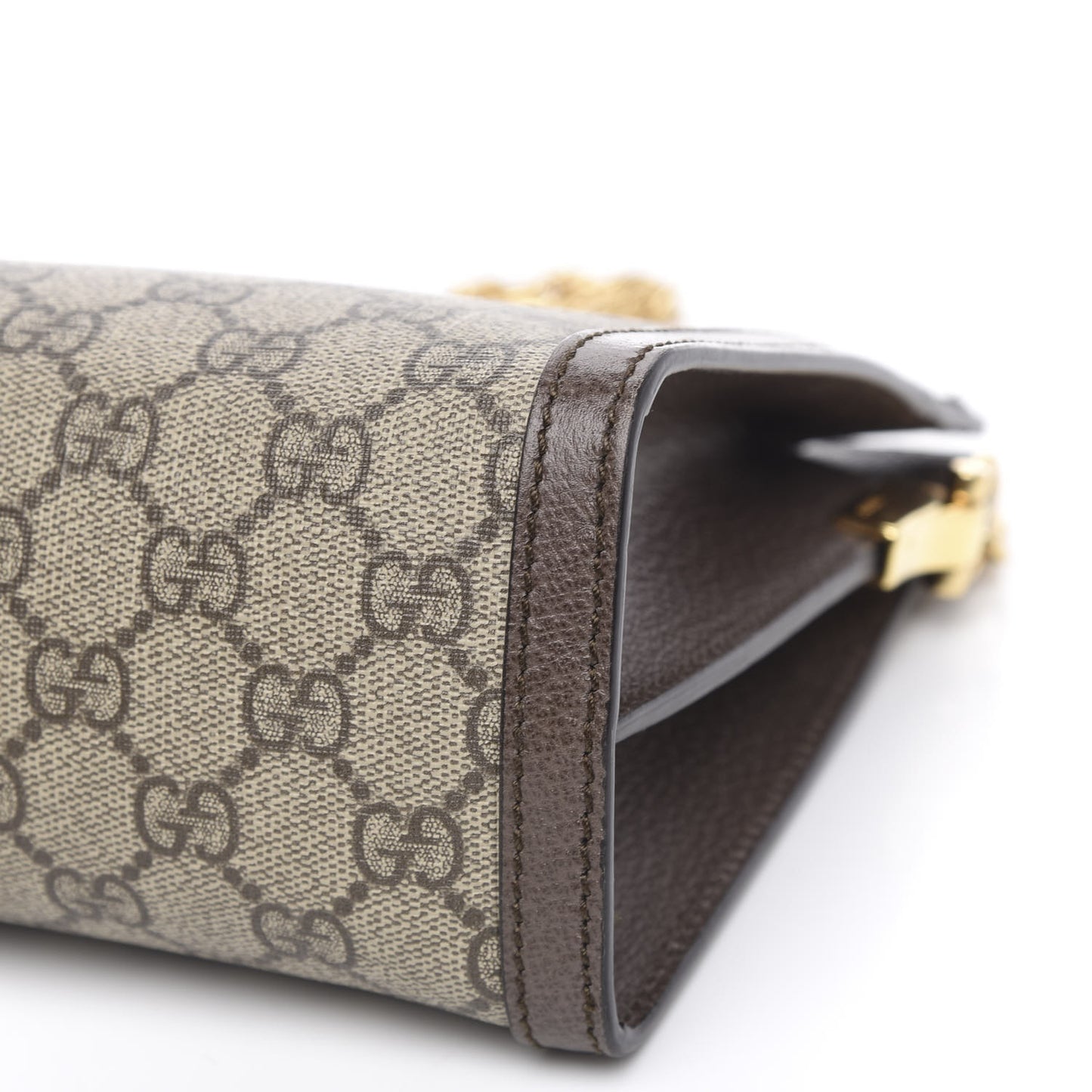 GG Supreme Monogram Web Medium Ophidia Chain Shoulder Bag Brown