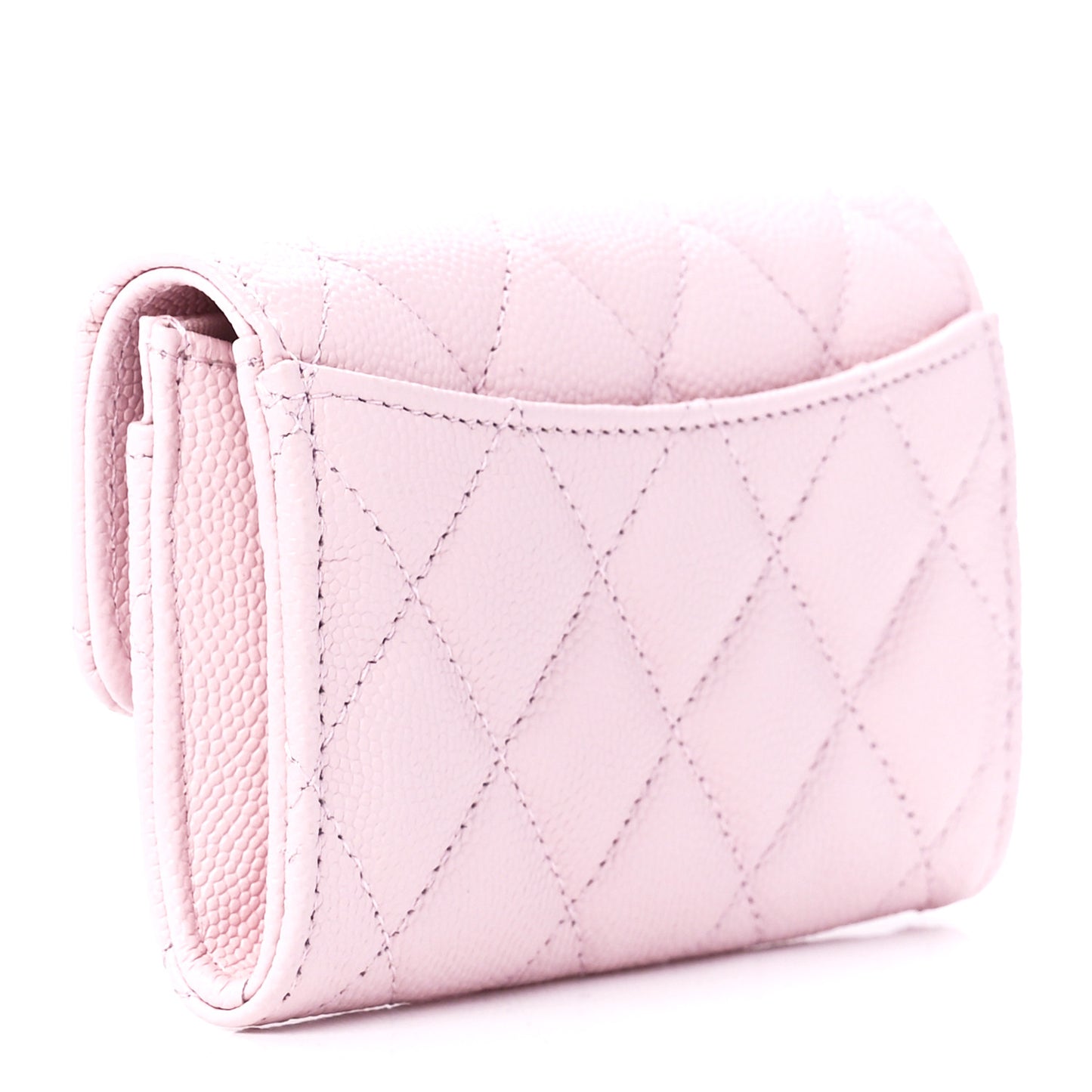 Caviar Quilted Flap Card Holder Wallet Light Pink
