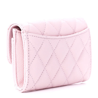 Chanel Caviar Quilted Flap Card Holder Wallet Light Pink 3 of 13