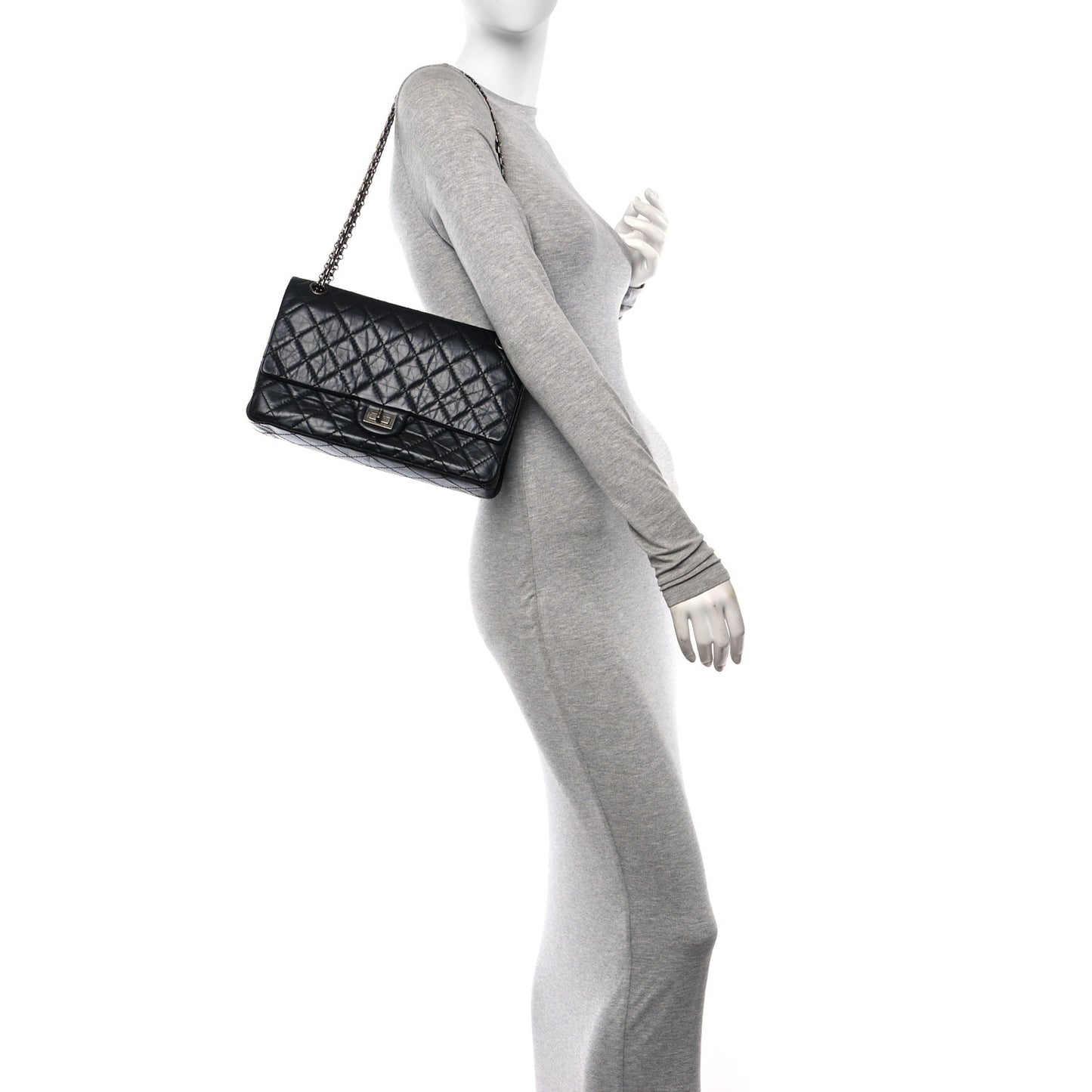 Aged Calfskin Quilted 2.55 Reissue 226 Flap Black