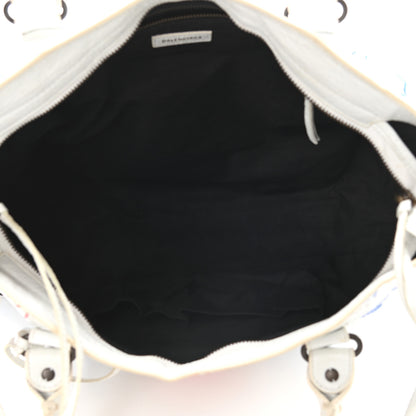 Balenciaga Agneau Graffiti All Over Classic Hardware City White Bleu Rouge 5 of 9