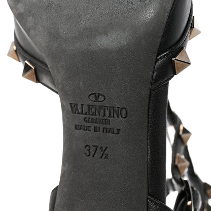 Valentino Garavani Calfskin Nappa Monochrome Rockstud Ankle Strap 65mm Pumps 37.5 Black 7 of 8