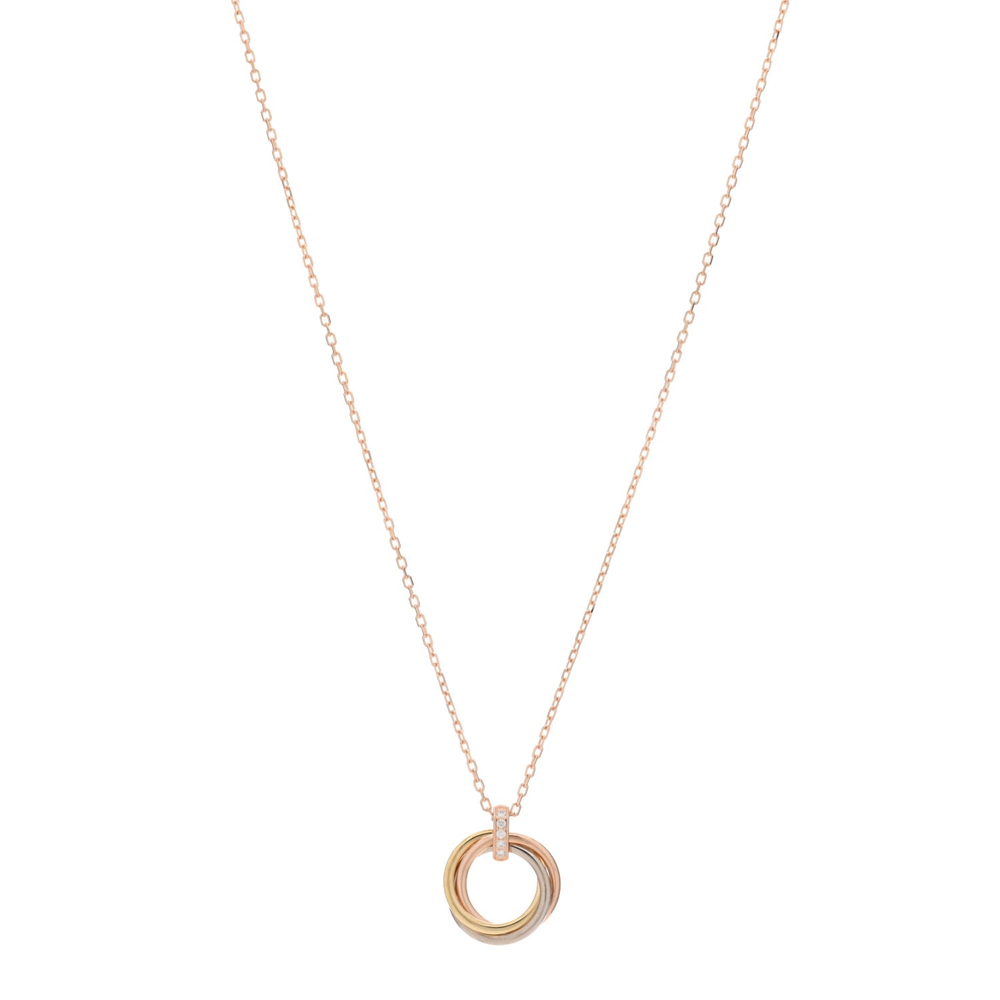 18K Pink White Yellow Gold Diamond Trinity Pendant Necklace