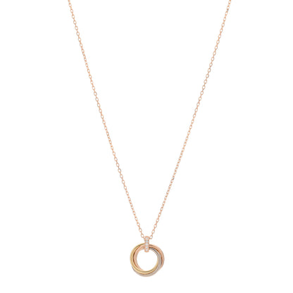 Cartier 18K Pink White Yellow Gold Diamond Trinity Pendant Necklace 1 of 3