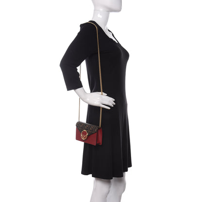 Fendi Vitello Cruise F is Fendi Bi-Color FF 1974 Embossed Envelope Belt Bag Maya Black Fragola 3 of 10