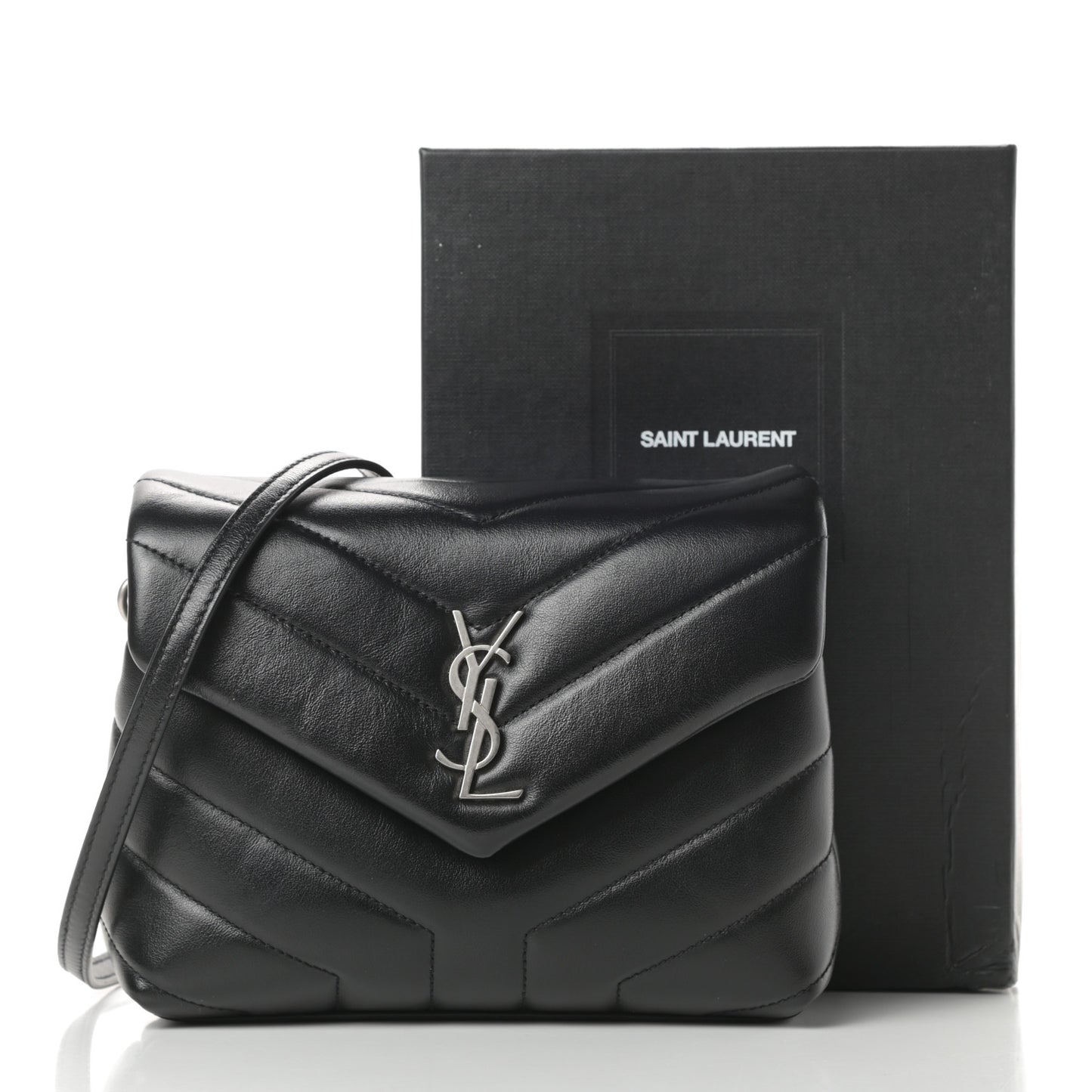 Calfskin Y Quilted Monogram Toy Loulou Crossbody Bag Black