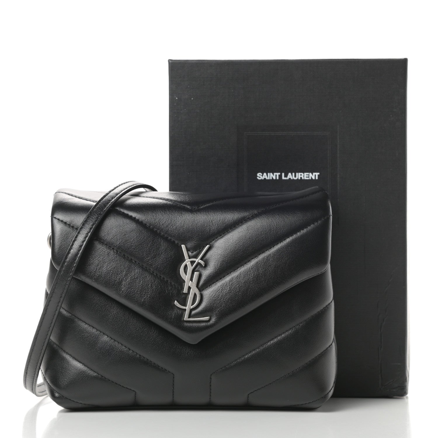 Saint Laurent Calfskin Y Quilted Monogram Toy Loulou Crossbody Bag Black 11 of 11