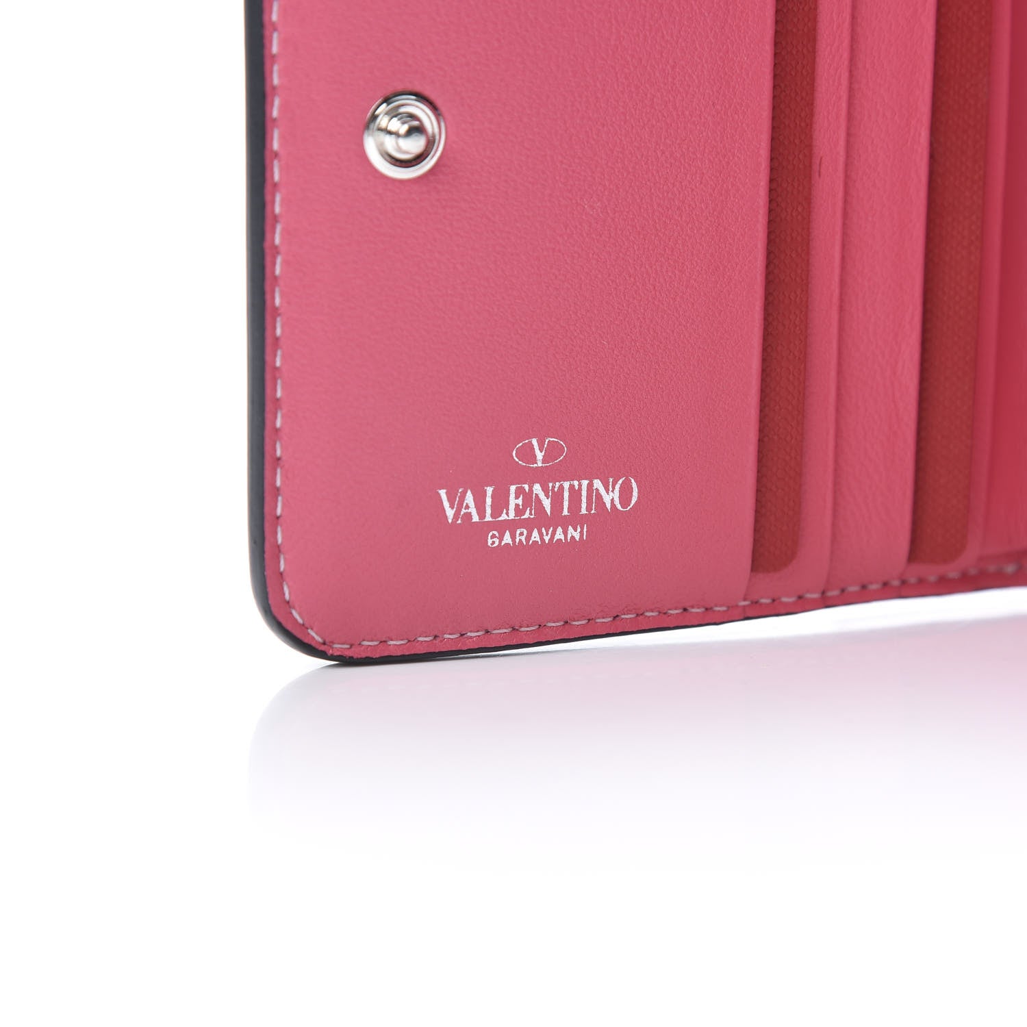 Valentino Garavani Lambskin Free Rockstud Spike Compact Zip Around Wallet Shadow Pink 6 of 9
