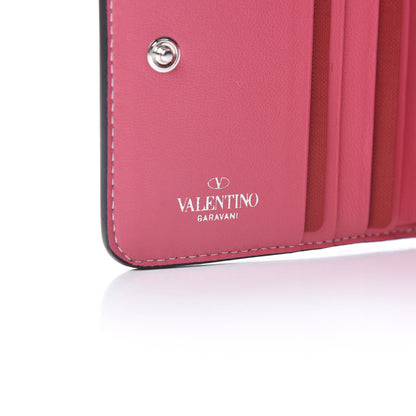 Valentino Garavani Lambskin Free Rockstud Spike Compact Zip Around Wallet Shadow Pink 6 of 9
