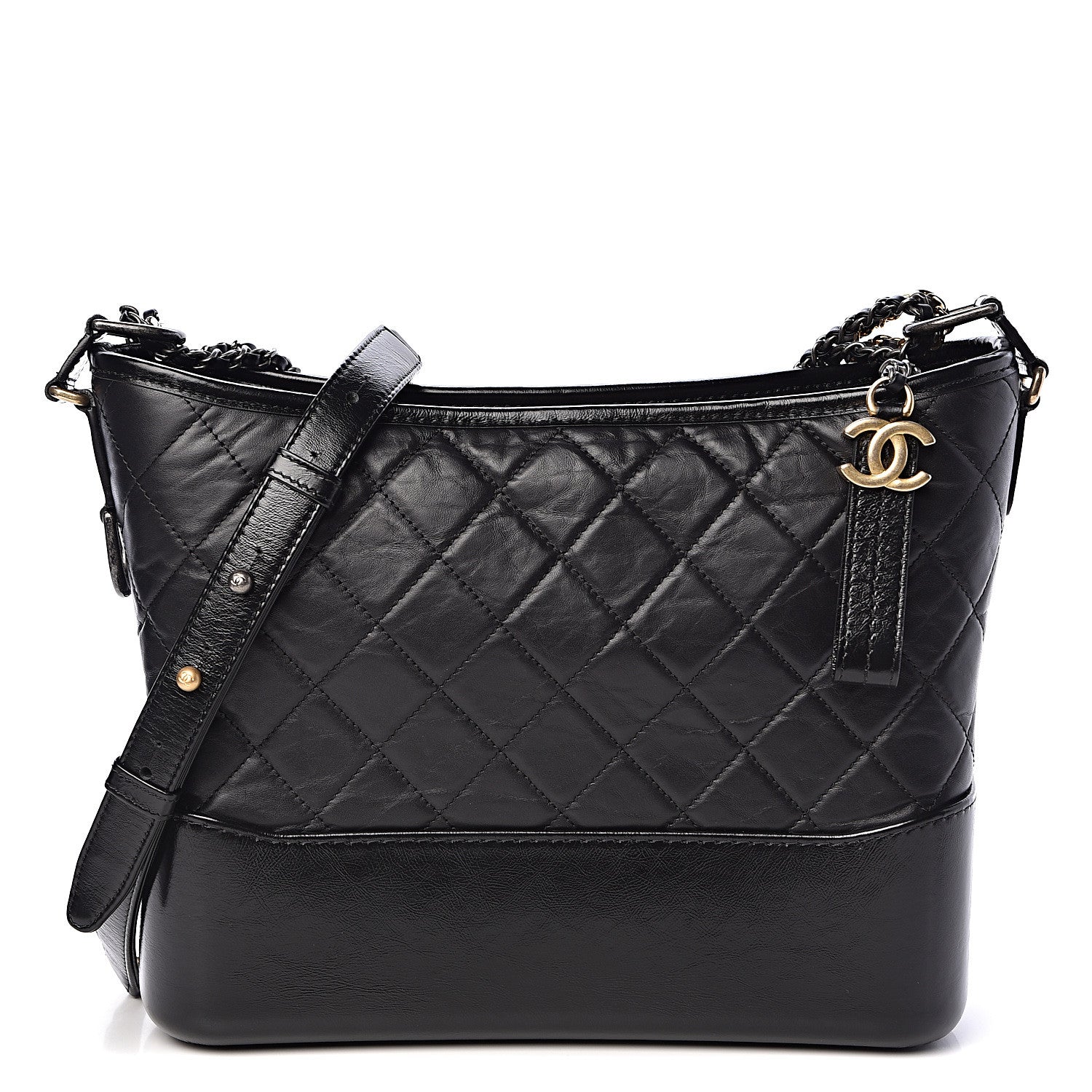 Chanel Aged Calfskin Quilted Medium Gabrielle Hobo Black 1 of 11