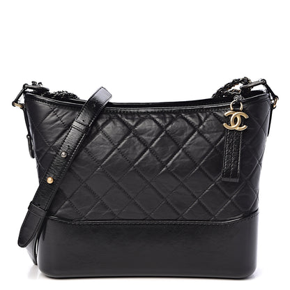 Chanel Aged Calfskin Quilted Medium Gabrielle Hobo Black 1 of 11