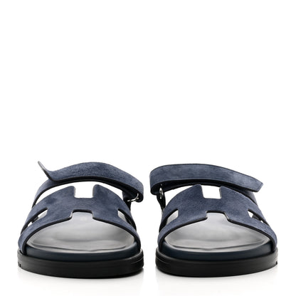 Hermes Suede Goatskin Womens Chypre Sandals 37 Bleu Celeste 2 of 8