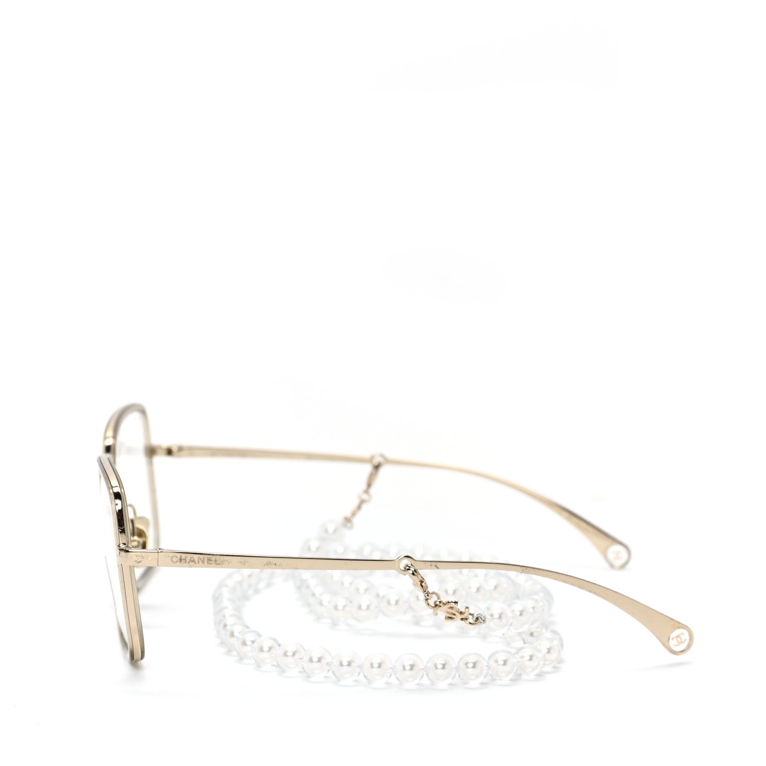 Chanel Square Removable Pearl Chain Eyeglasses 2195 Silver 3 of 6