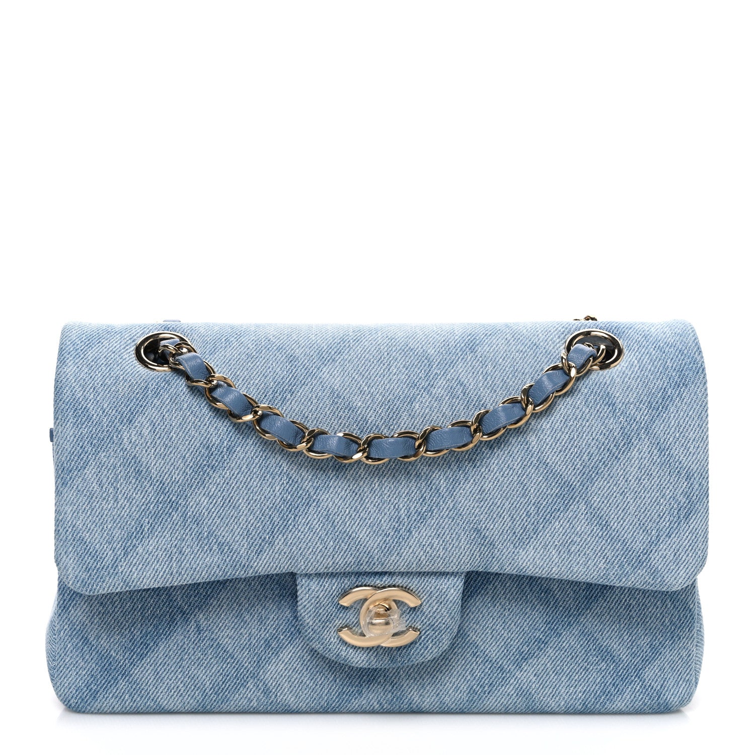 Chanel Printed Denim Quilted Small Double Flap Light Blue 1 of 10