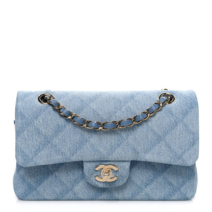 Chanel Printed Denim Quilted Small Double Flap Light Blue 1 of 10