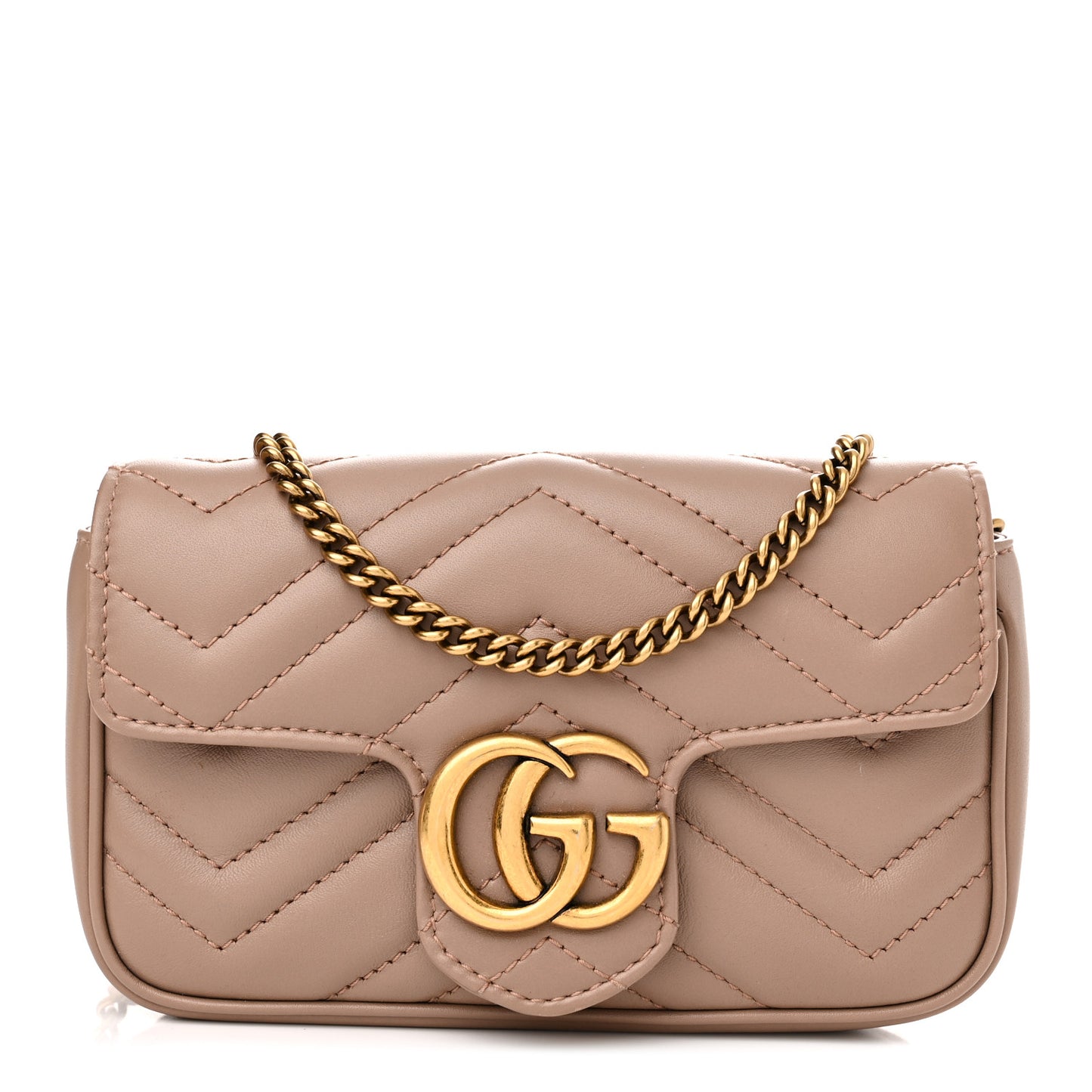 Calfskin Matelasse Super Mini GG Marmont Shoulder Bag Porcelain Rose