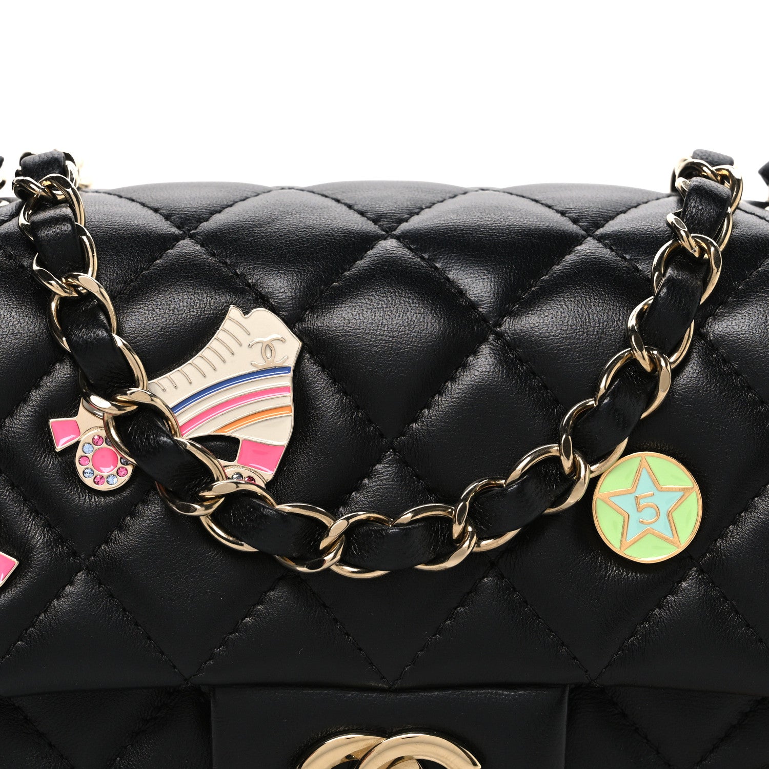 Chanel Lambskin Quilted Hollywood Charms Mini Rectangular Flap Black 8 of 10