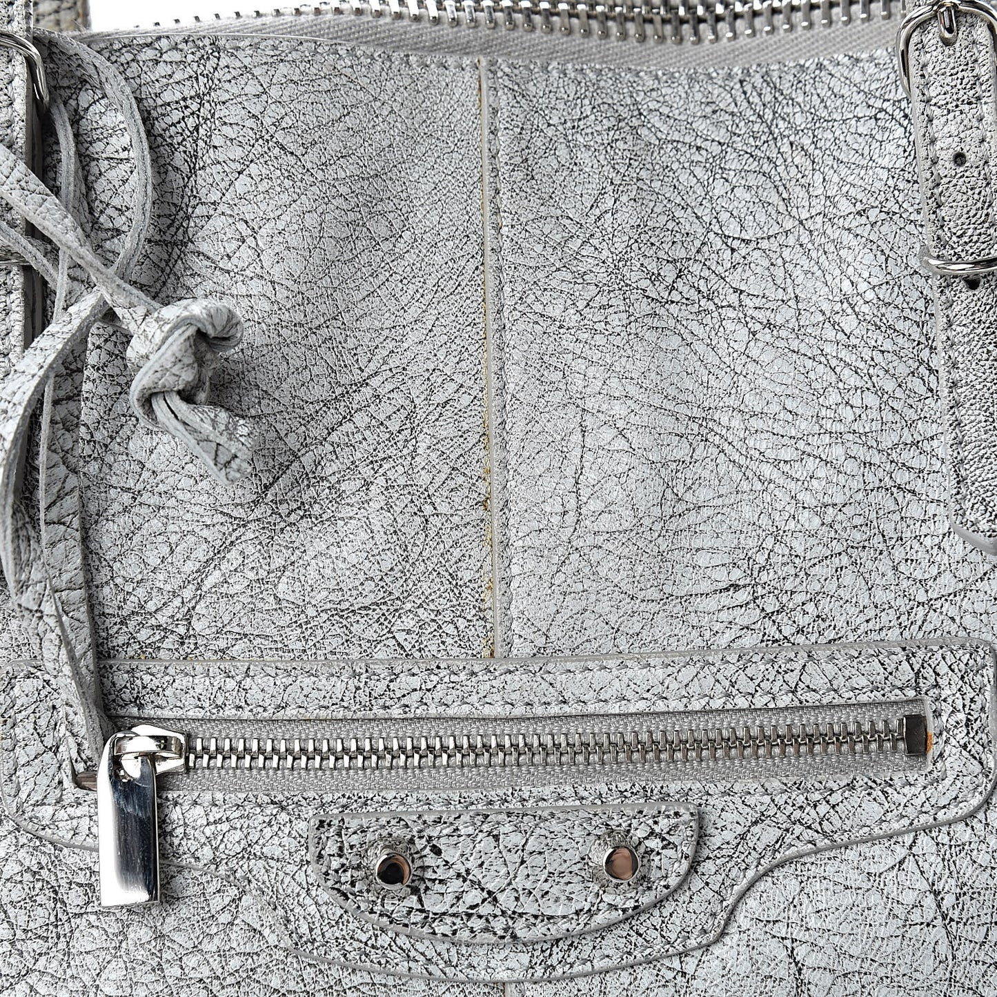 Agneau Classic Silver Hardware Papier Large Bowling Bag Grey