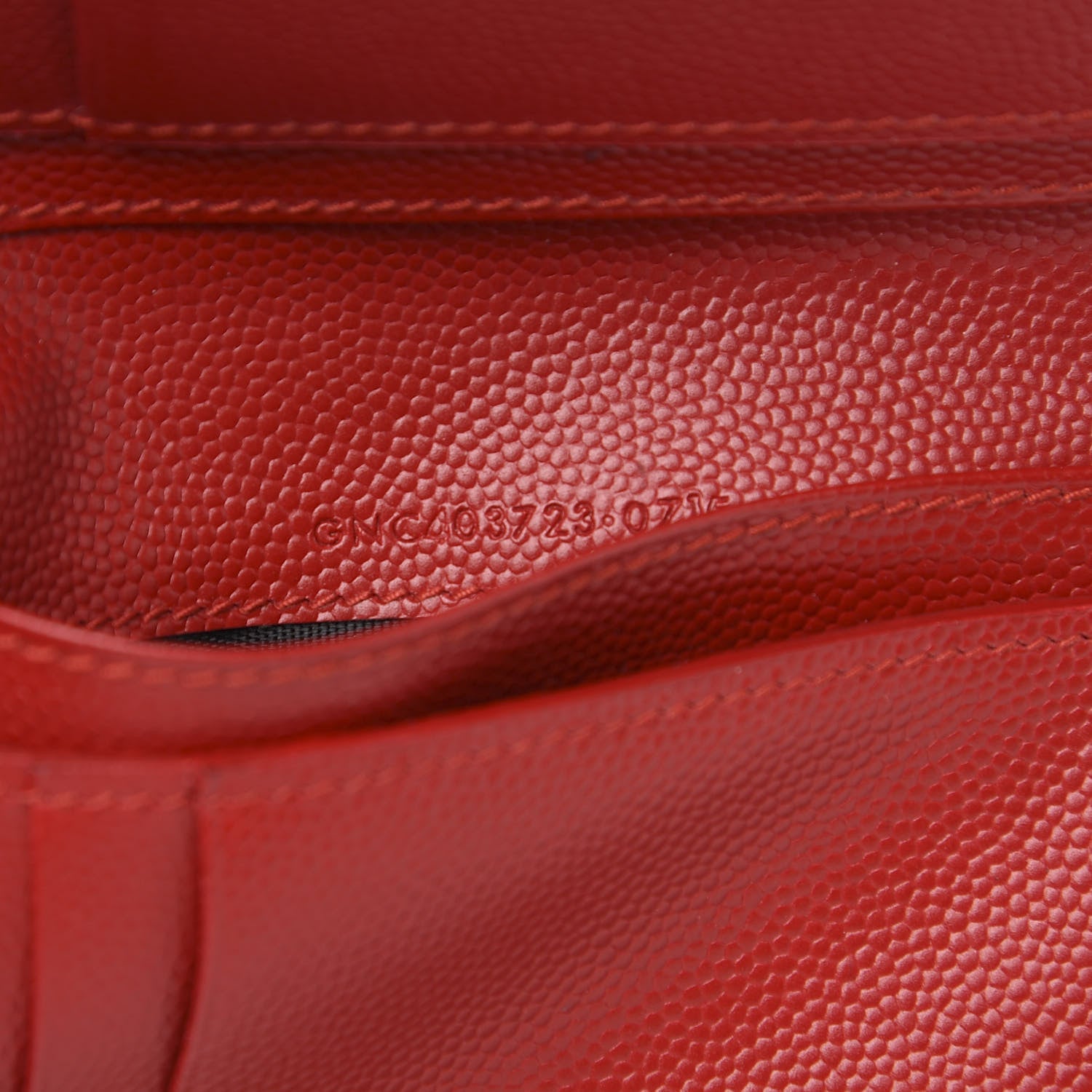 Saint Laurent Grain De Poudre Matelasse Chevron Monogram Compact Zip Around Wallet Red 6 of 7