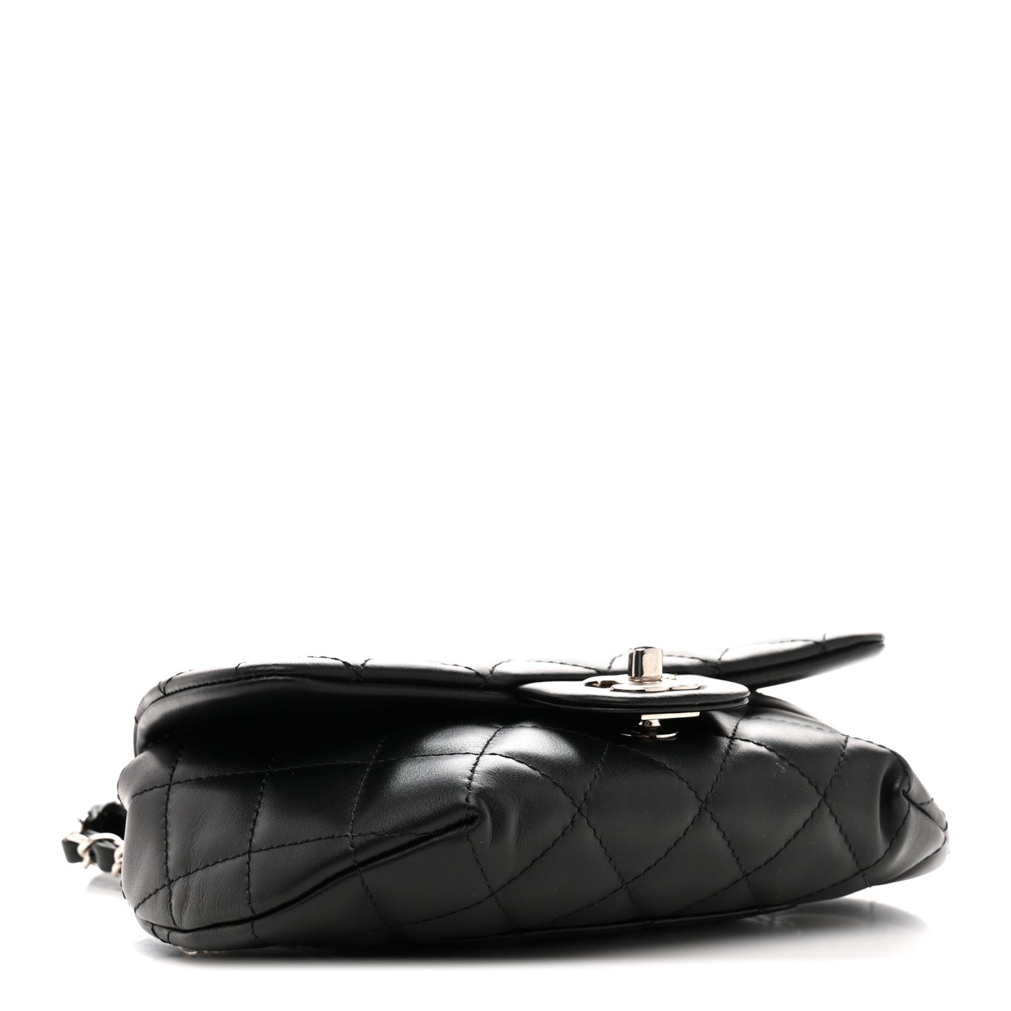 Calfskin Quilted CC Uniform Flap Belt Bag Black