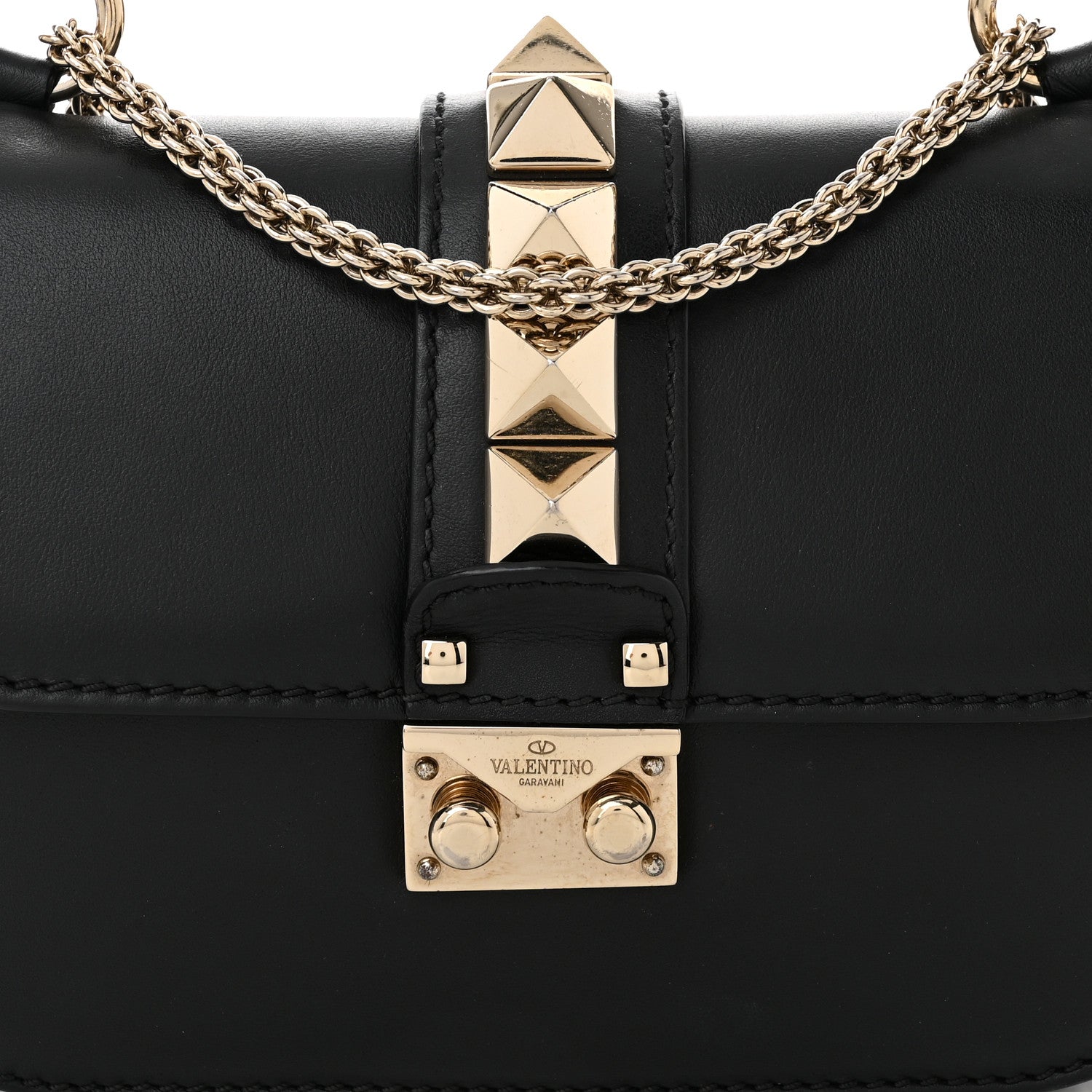 Valentino Garavani Vitello Small Glam Lock Rockstud Flap Black 7 of 9