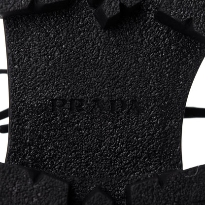 Prada Spazzolato Rois Nylon Metal Triangle Logo Monolith Pouch Pocket 55mm Boots 40 Black 9 of 11