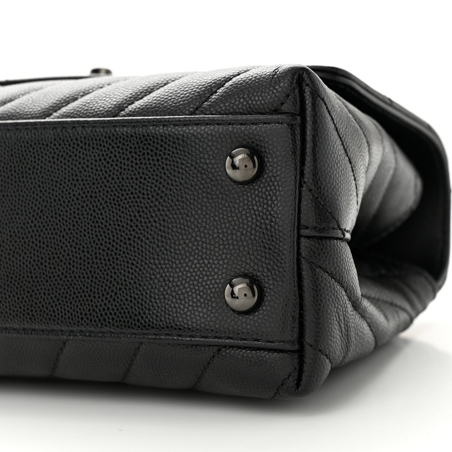 Caviar Chevron Quilted Mini Coco Handle Flap So Black