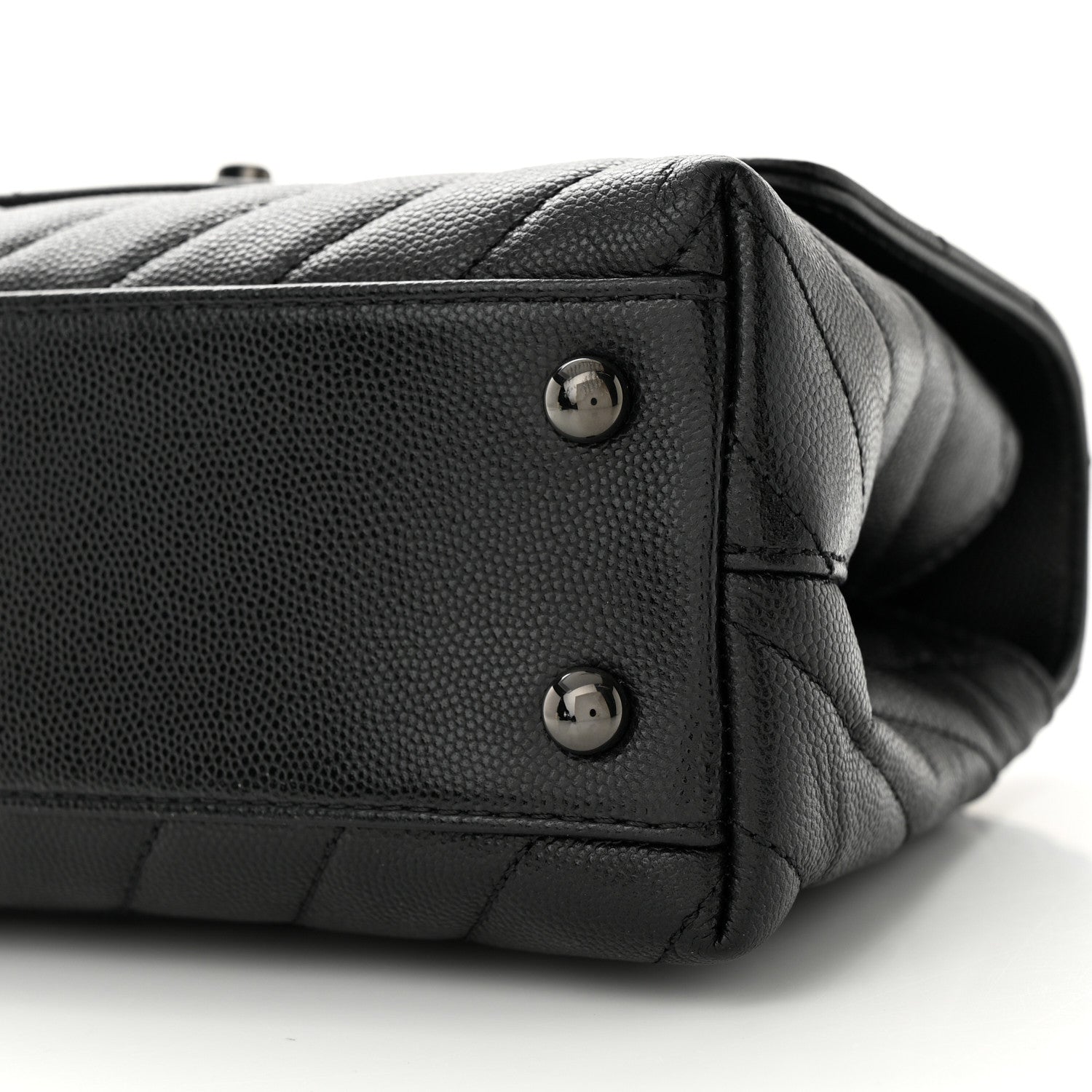 Chanel Caviar Chevron Quilted Mini Coco Handle Flap So Black 10 of 11