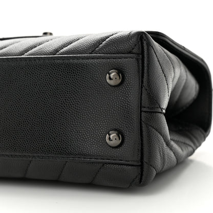 Chanel Caviar Chevron Quilted Mini Coco Handle Flap So Black 10 of 11