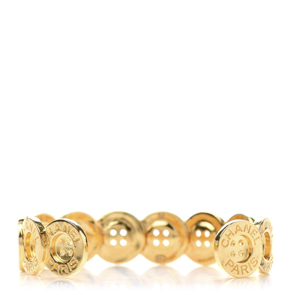 Chanel Metal Paris Button Logo Cuff Bracelet Gold 3 of 5