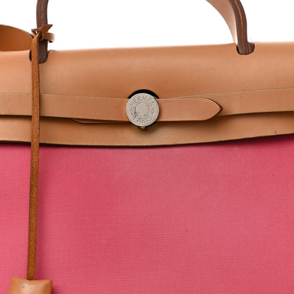Hermes Toile Vache Hunter Herbag Zip 31 PM Rose Lipstick Natural 16 of 20